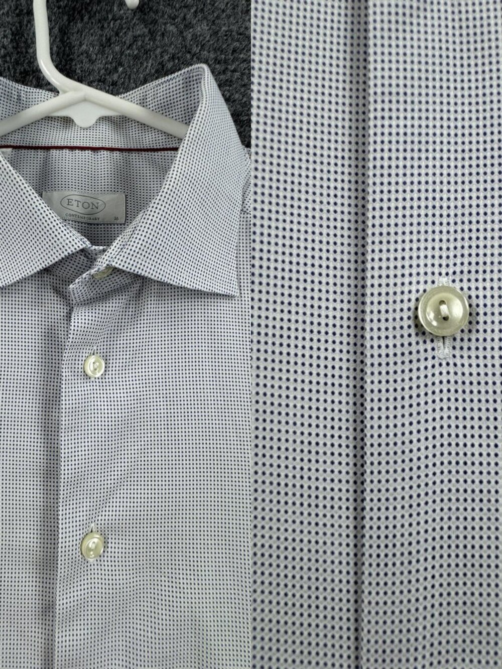 Eton White Blue Men Contemporary 16 Premium Button Up Shirt Elegant Long Sleeve